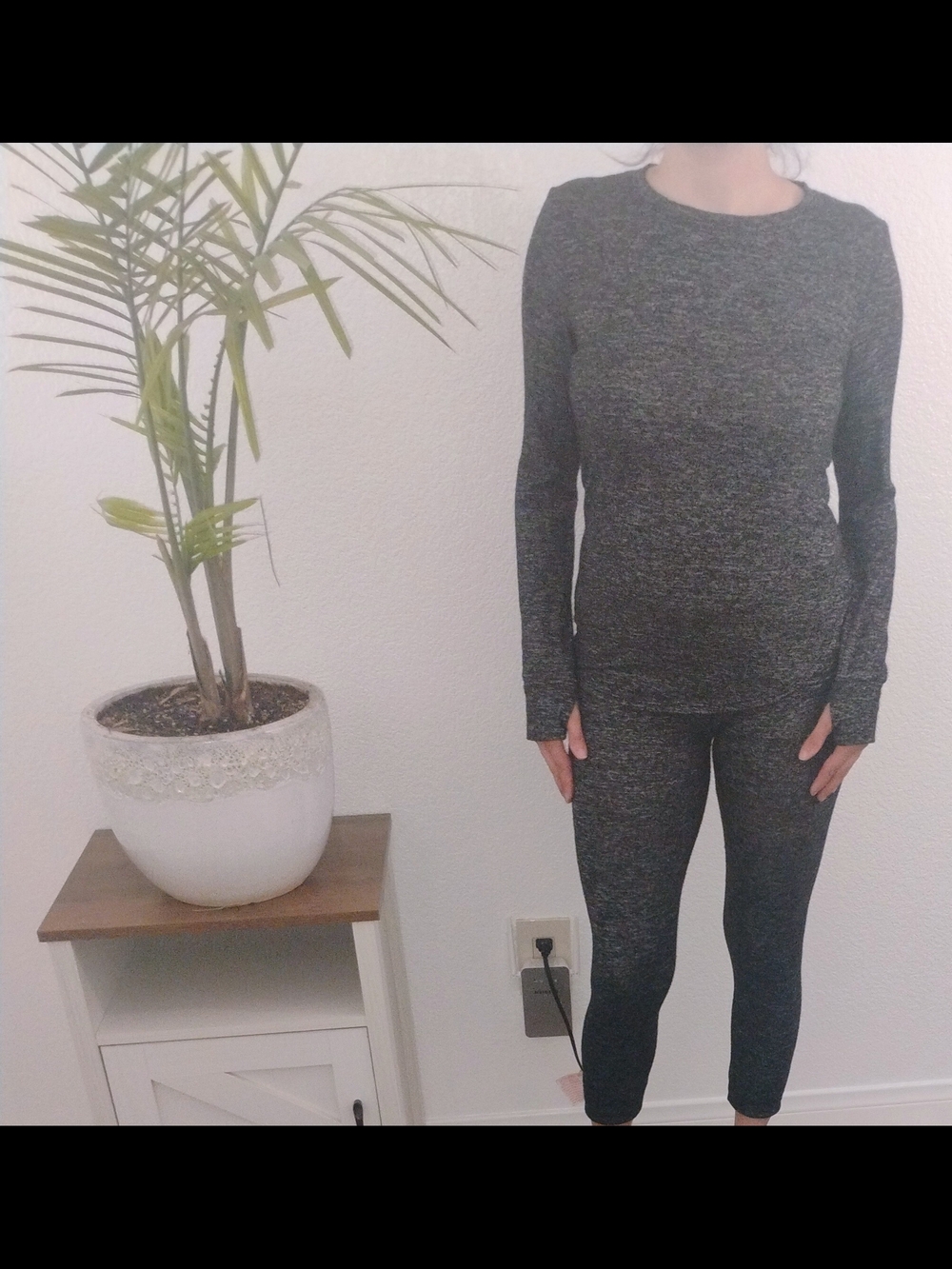 Cuddl Duds Heathered Dark Gray Track Pants & Top Set